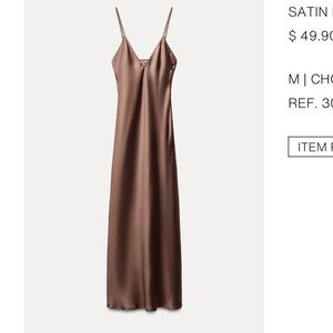 Zara Brown Satin Midi Dress